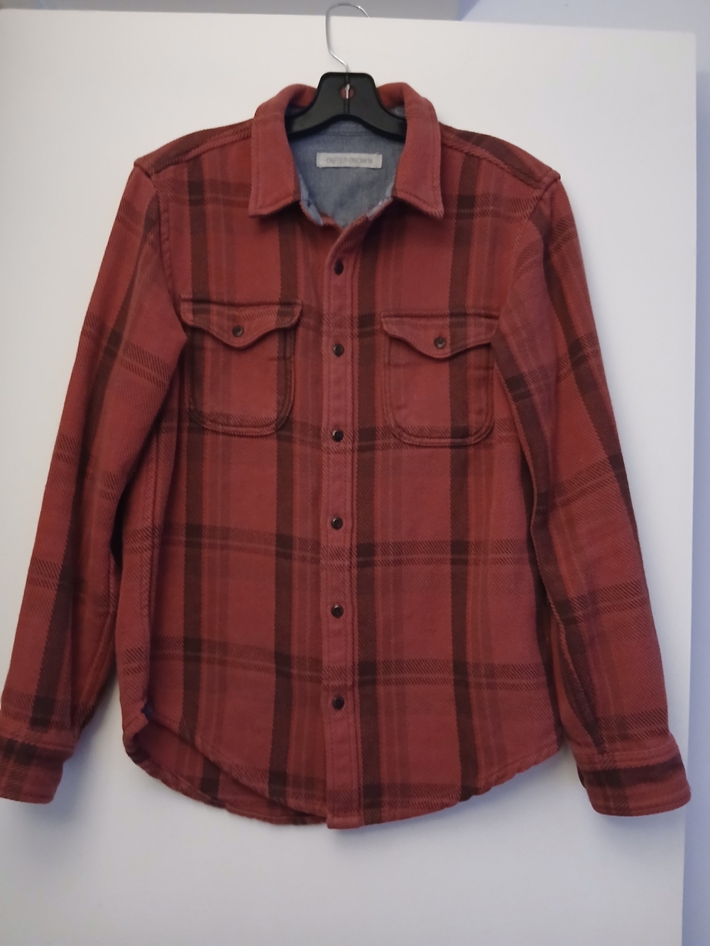 Outerknown Rust Red Plaid Shirt Jacket